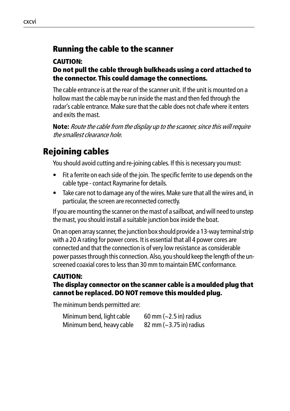 Rejoining cables, Running the cable to the scanner | Raymarine Pathfinder Radar Scanners User Manual | Page 26 / 66