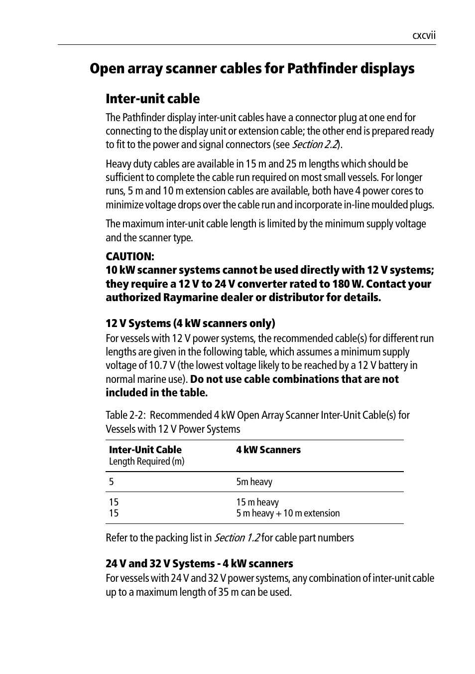 Open array scanner cables for pathfinder displays, Inter-unit cable | Raymarine Pathfinder Radar Scanners User Manual | Page 27 / 66