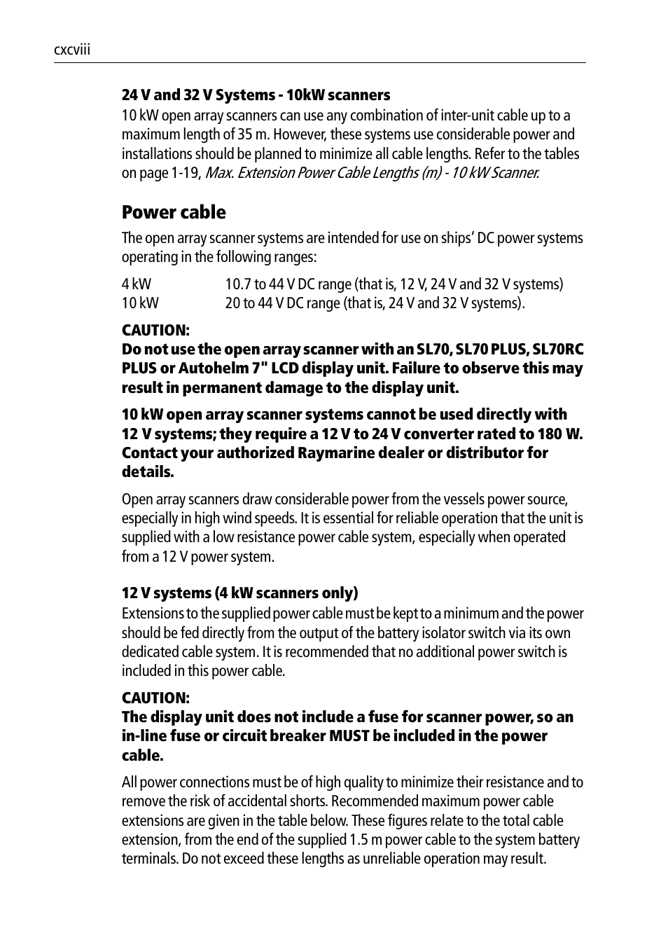 Power cable | Raymarine Pathfinder Radar Scanners User Manual | Page 28 / 66