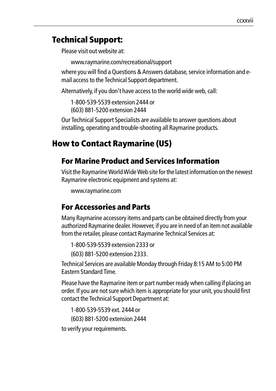 Technical support, How to contact raymarine (us), For marine product and services information | For accessories and parts | Raymarine Pathfinder Radar Scanners User Manual | Page 57 / 66