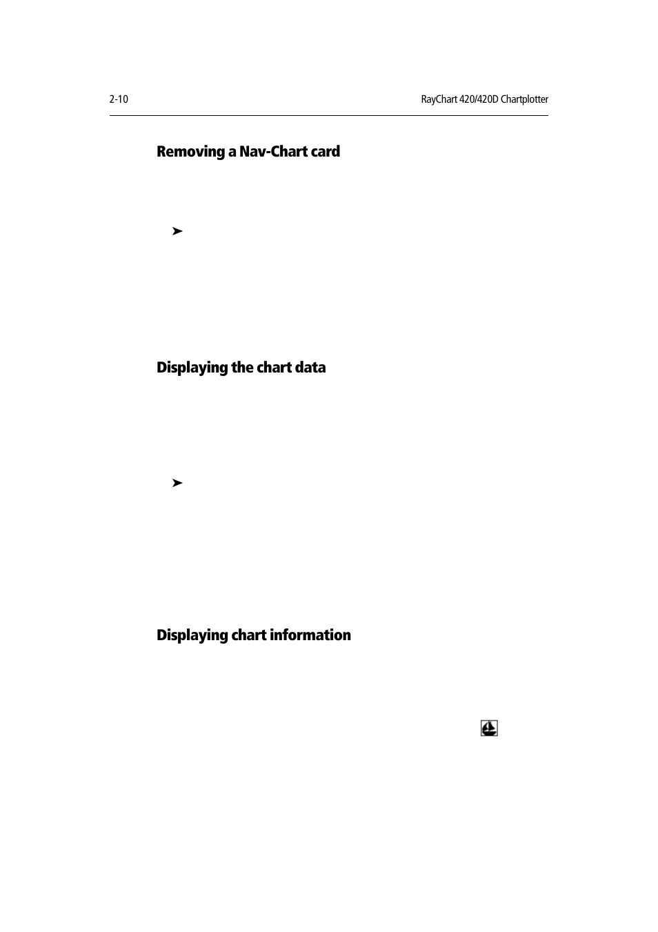 Removing a nav-chart card, Displaying the chart data, Displaying chart information | Raymarine Chartplotter User Manual | Page 29 / 101