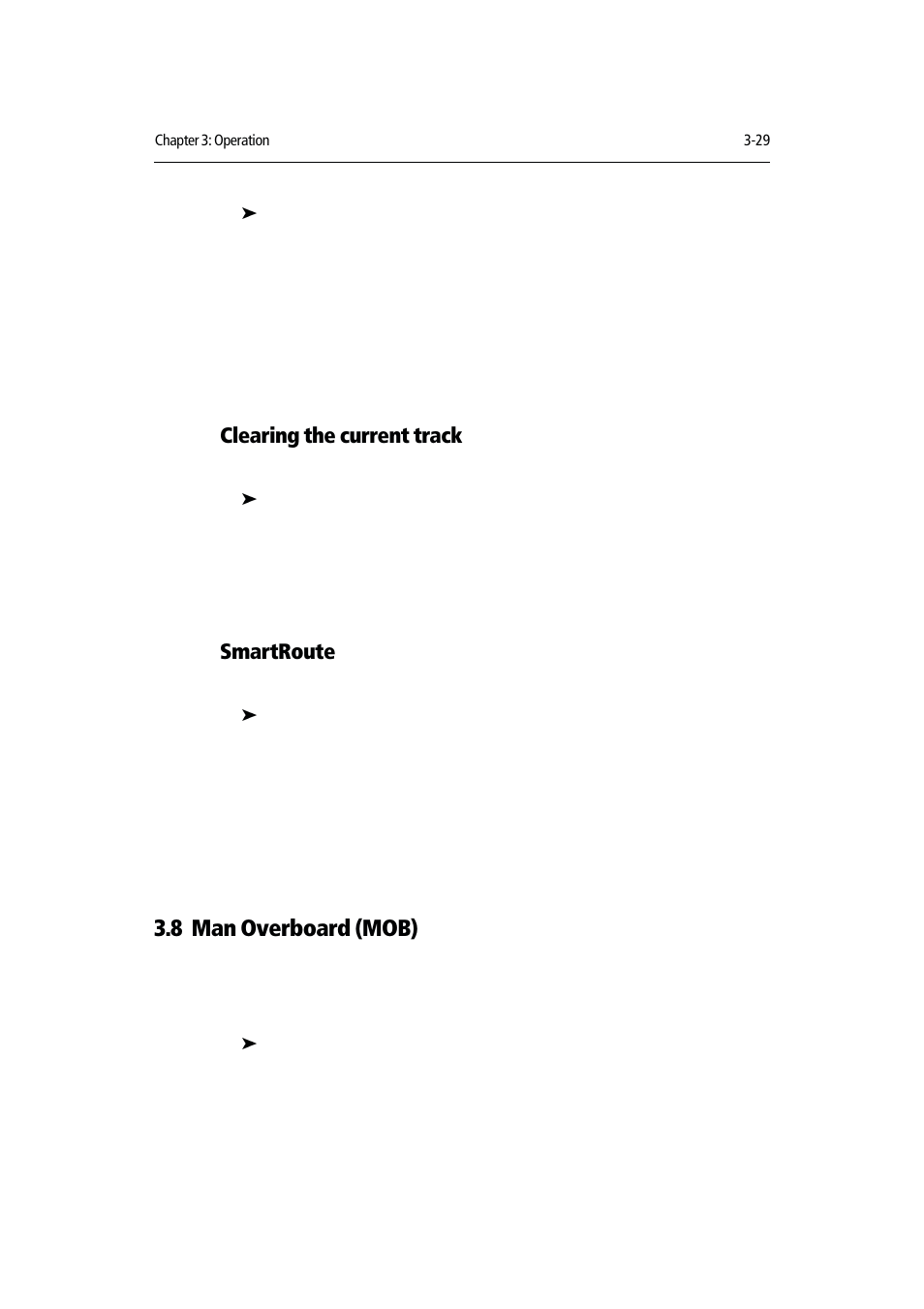 8 man overboard (mob), Clearing the current track, Smartroute | Raymarine Chartplotter User Manual | Page 60 / 101