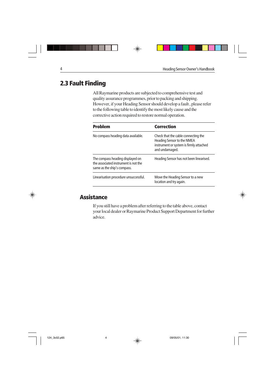3 fault finding, Assistance | Raymarine Heading Sensor User Manual | Page 10 / 24