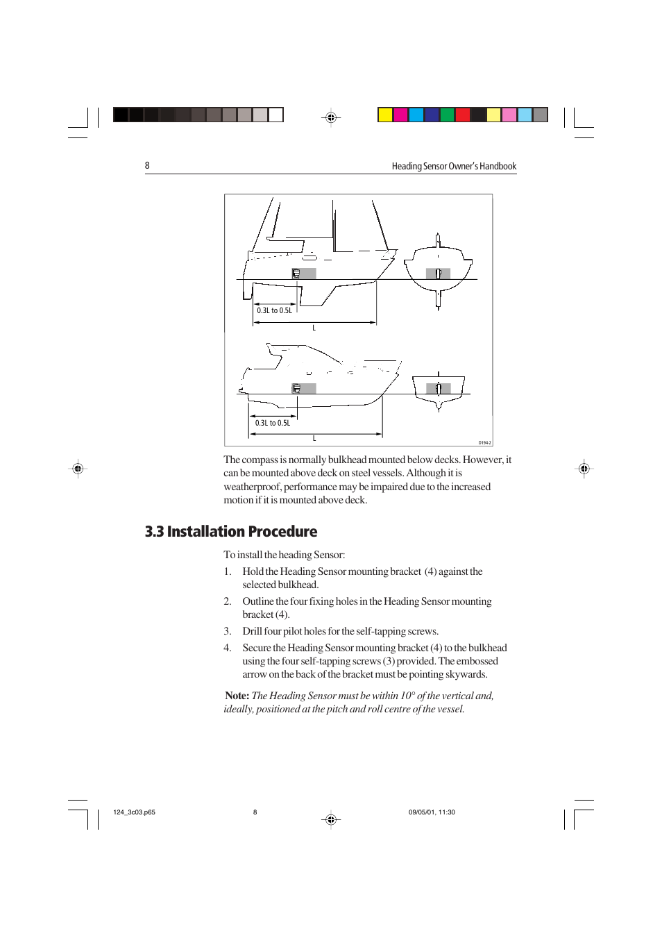 3 installation procedure | Raymarine Heading Sensor User Manual | Page 14 / 24
