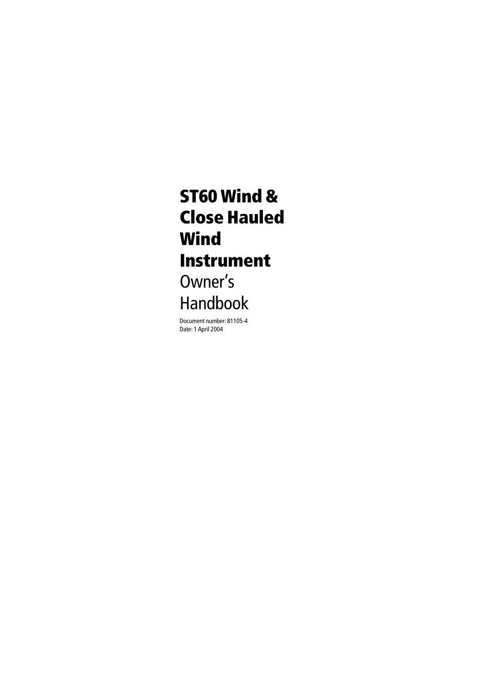 Raymarine Wind & Close Hauled Wind Instrument ST60 User Manual | 52 pages