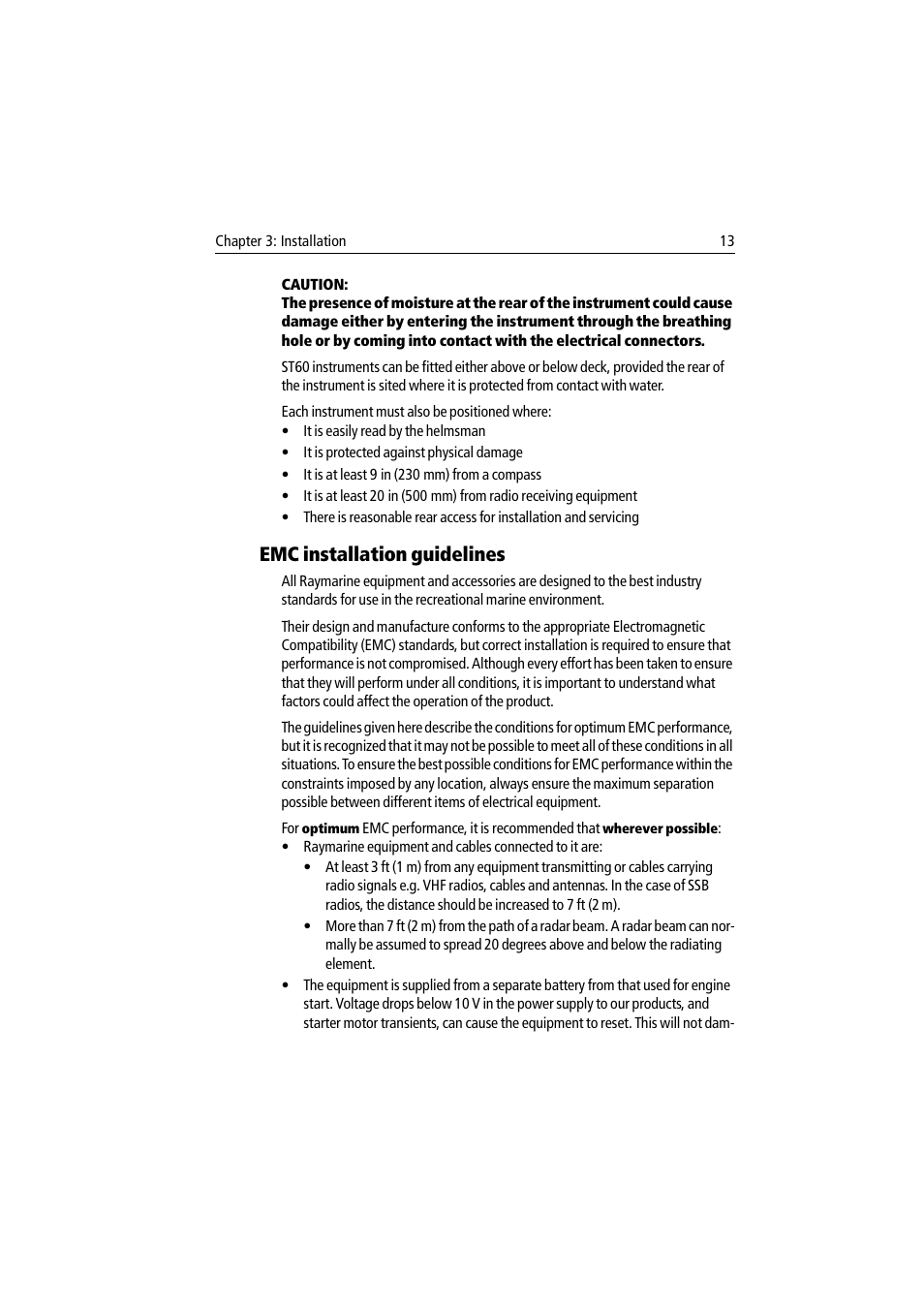 Emc installation guidelines | Raymarine Wind & Close Hauled Wind Instrument ST60 User Manual | Page 25 / 52