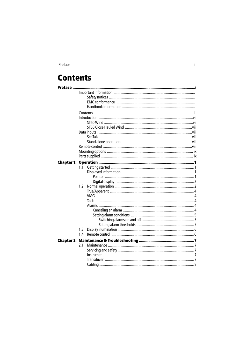 Raymarine Wind & Close Hauled Wind Instrument ST60 User Manual | Page 5 / 52