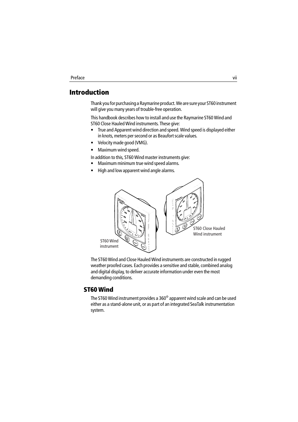 Introduction, St60 wind | Raymarine Wind & Close Hauled Wind Instrument ST60 User Manual | Page 9 / 52