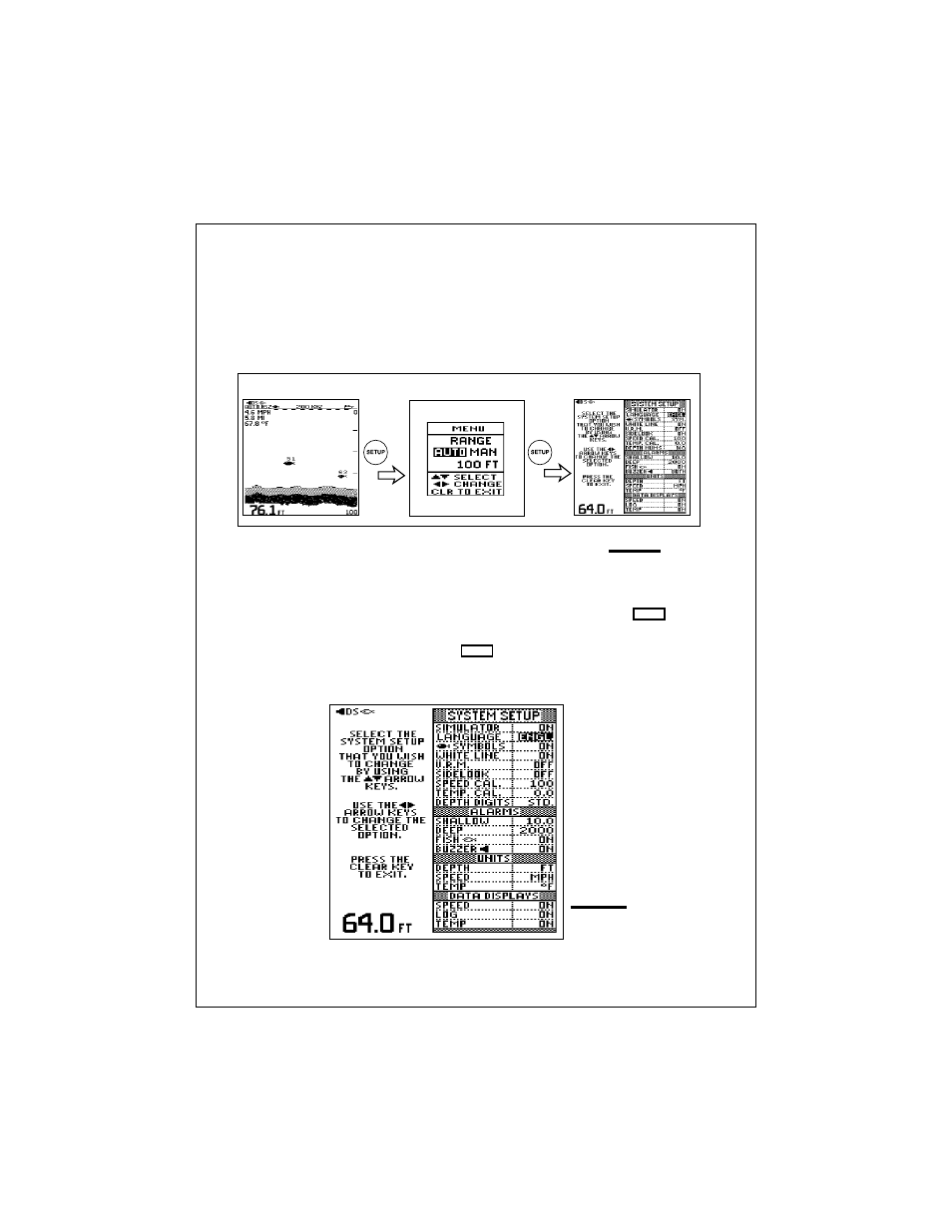 System setup menu | Raymarine L470 User Manual | Page 70 / 102