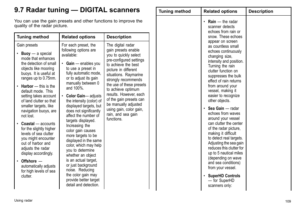 7 radar tuning — digital scanners | Raymarine C140w User Manual | Page 109 / 222
