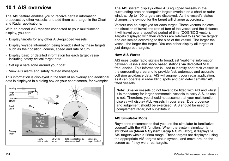 1 ais overview | Raymarine C140w User Manual | Page 134 / 222