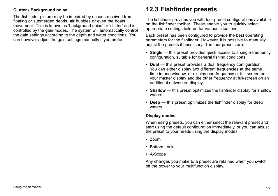 3 fishfinder presets | Raymarine C140w User Manual | Page 153 / 222