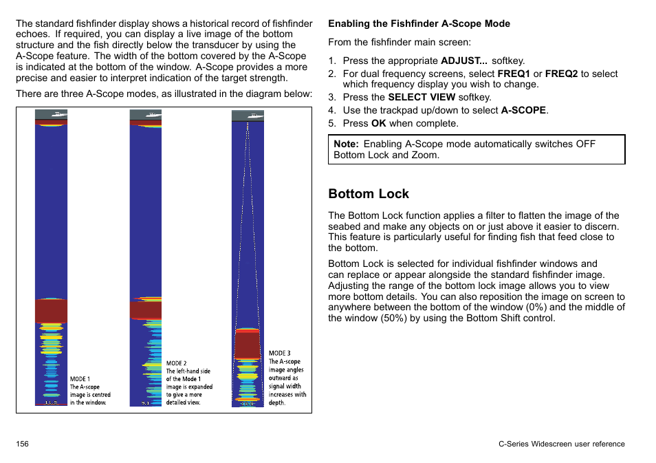Bottom lock | Raymarine C140w User Manual | Page 156 / 222