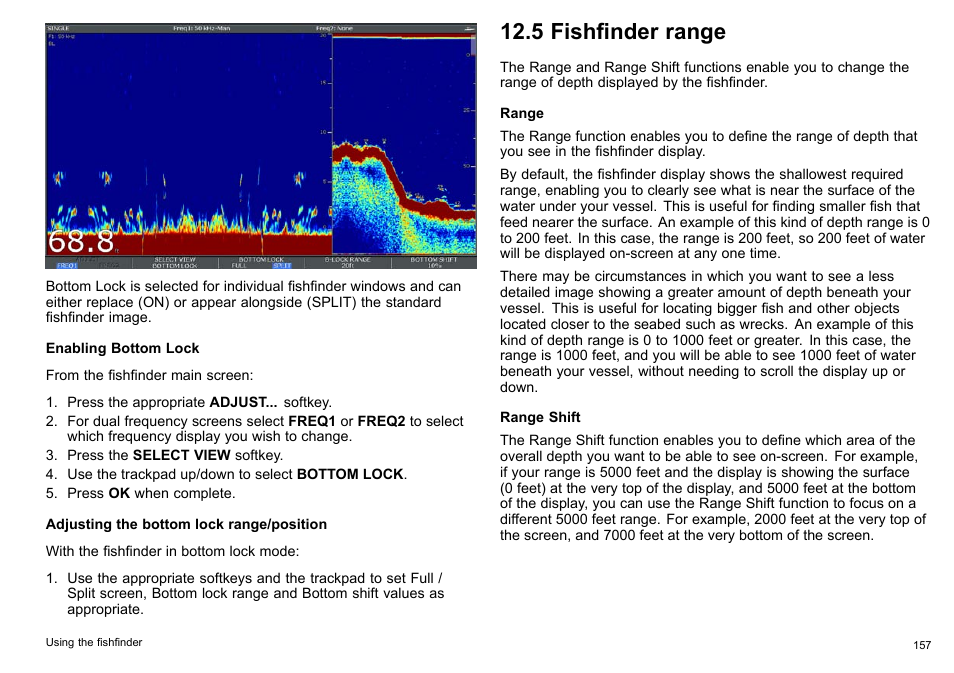 5 fishfinder range | Raymarine C140w User Manual | Page 157 / 222