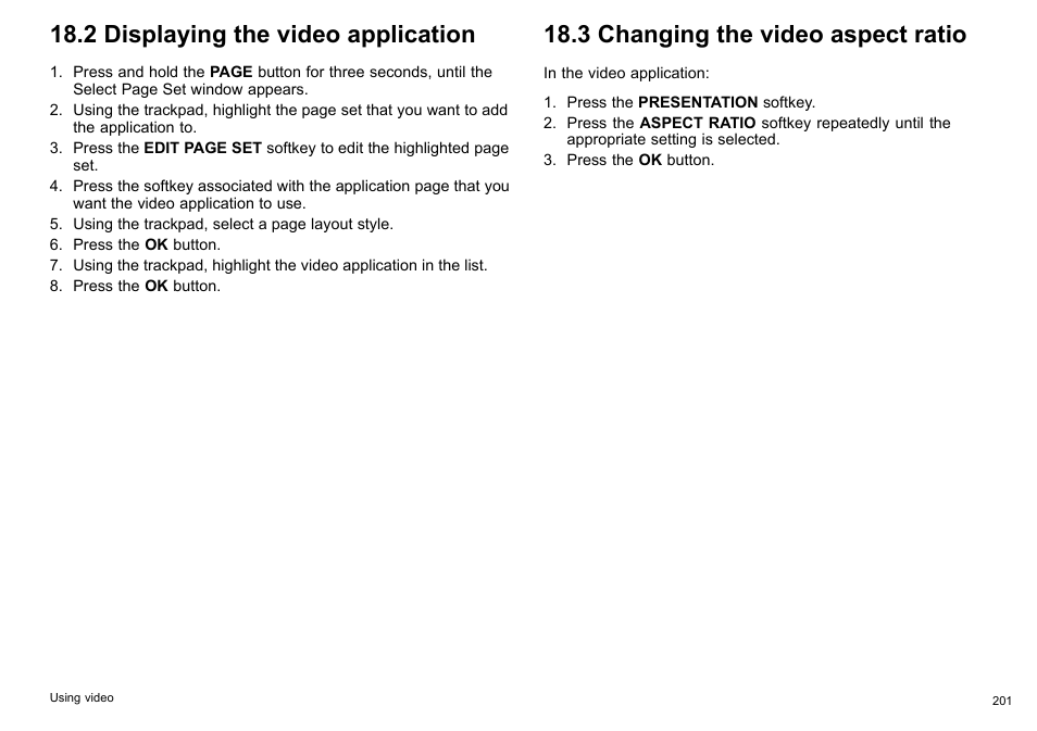 2 displaying the video application, 3 changing the video aspect ratio | Raymarine C140w User Manual | Page 201 / 222