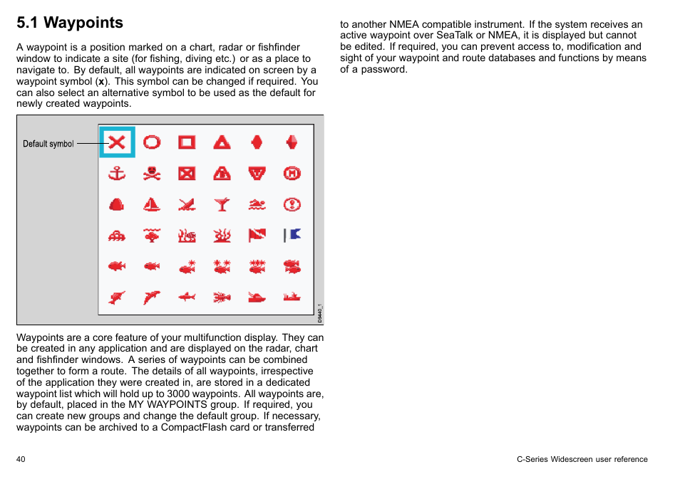 1 waypoints | Raymarine C140w User Manual | Page 40 / 222