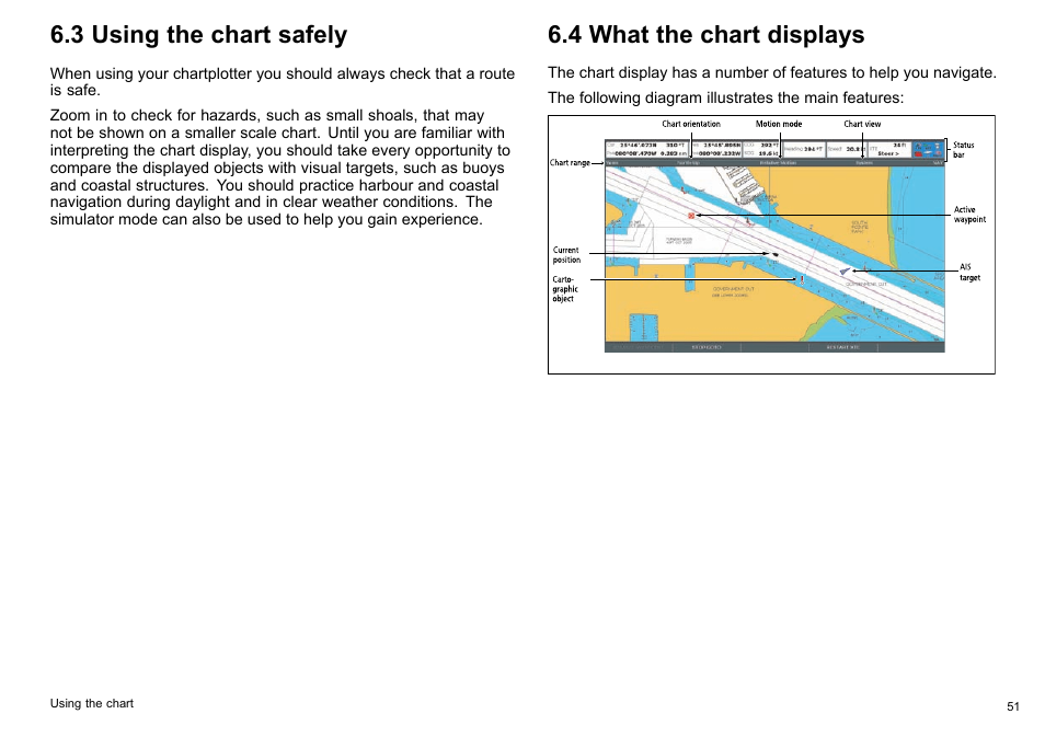 3 using the chart safely, 4 what the chart displays | Raymarine C140w User Manual | Page 51 / 222