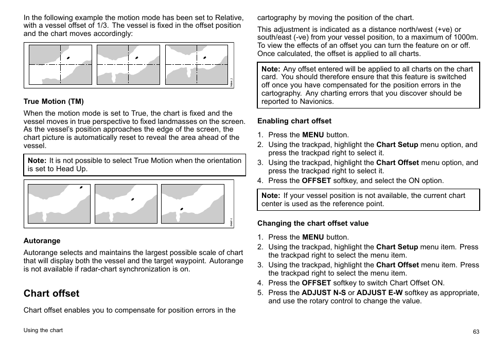 Chart offset | Raymarine C140w User Manual | Page 63 / 222