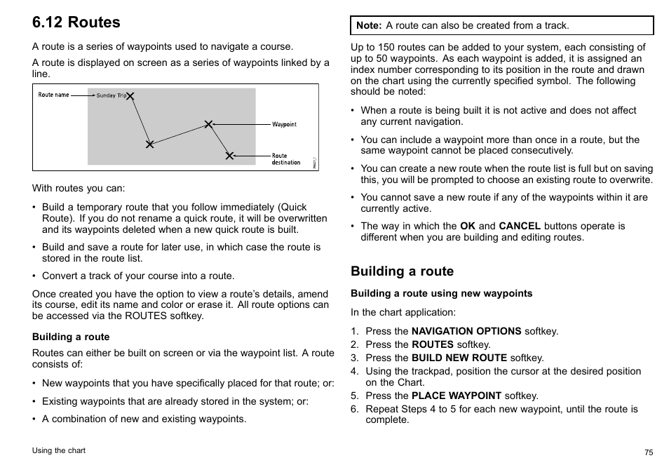 12 routes, Building a route | Raymarine C140w User Manual | Page 75 / 222