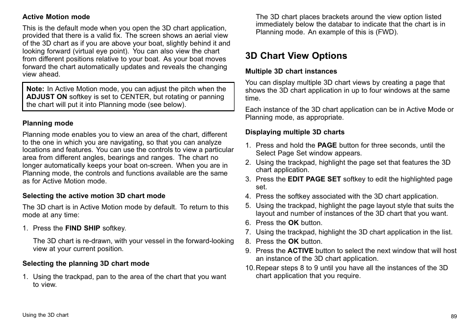 3d chart view options | Raymarine C140w User Manual | Page 89 / 222