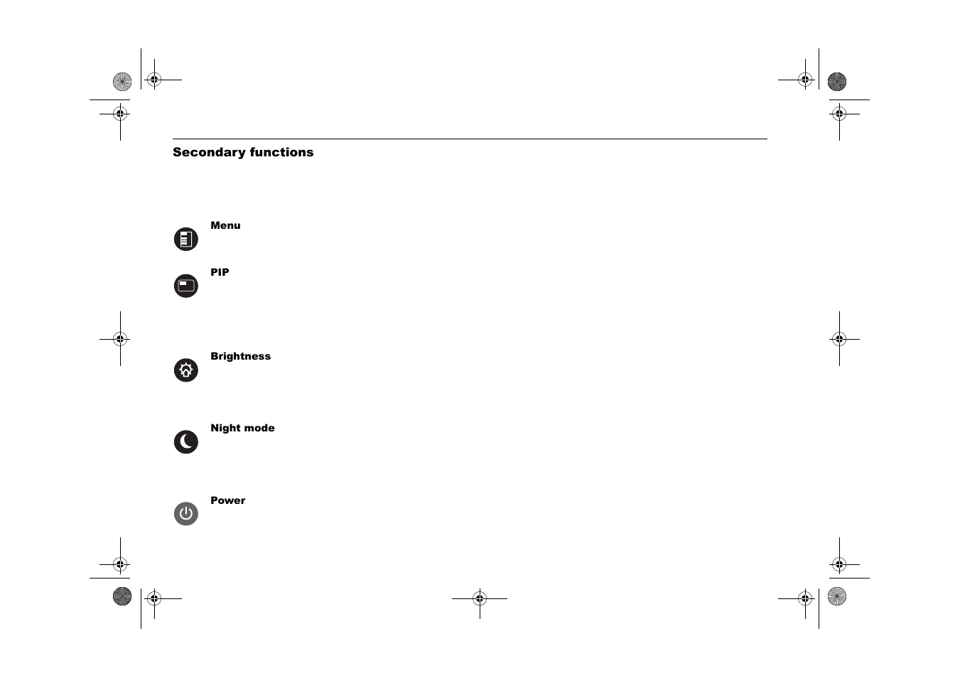 Secondary functions | Raymarine Viewable Marine Displays User Manual | Page 34 / 38