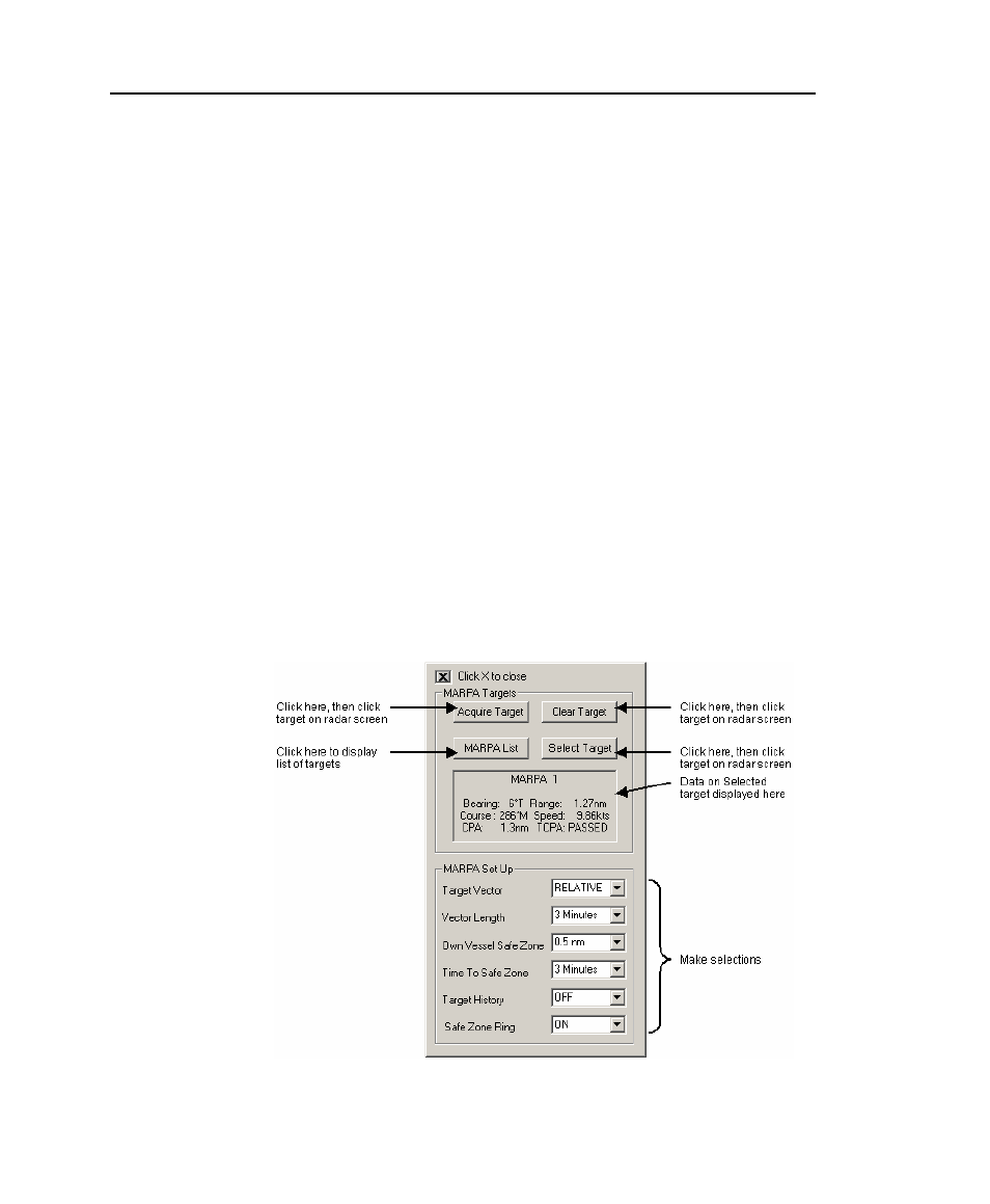 Deleting a marpa target, Using the marpa dialog box | Raymarine Marine GPS System User Manual | Page 121 / 188
