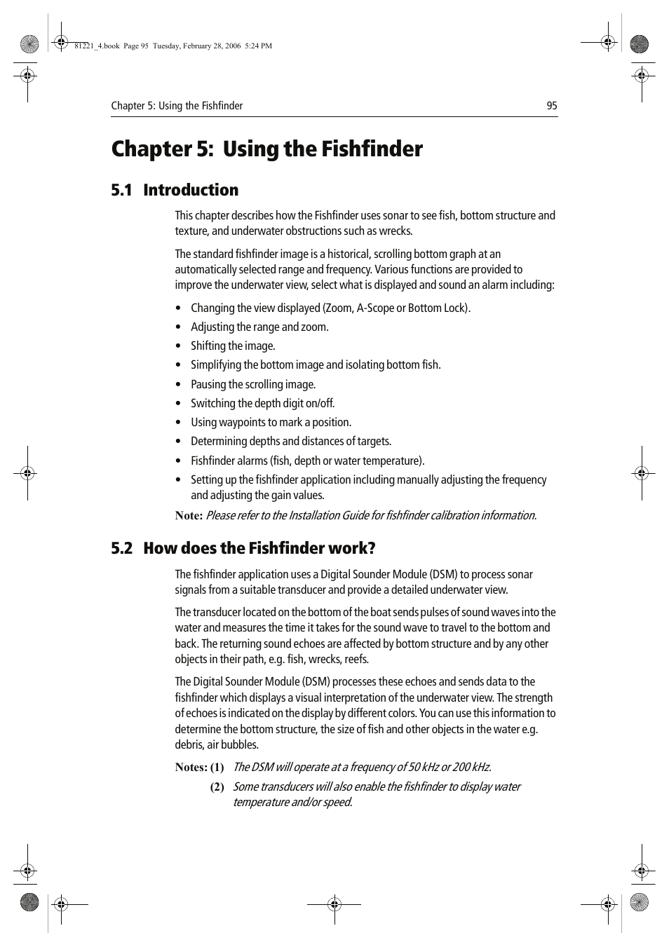 Chapter 5: using the fishfinder, 1 introduction, 2 how does the fishfinder work | Raymarine C Series User Manual | Page 109 / 244