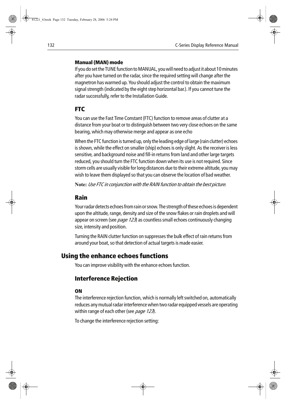 Using the enhance echoes functions | Raymarine C Series User Manual | Page 146 / 244