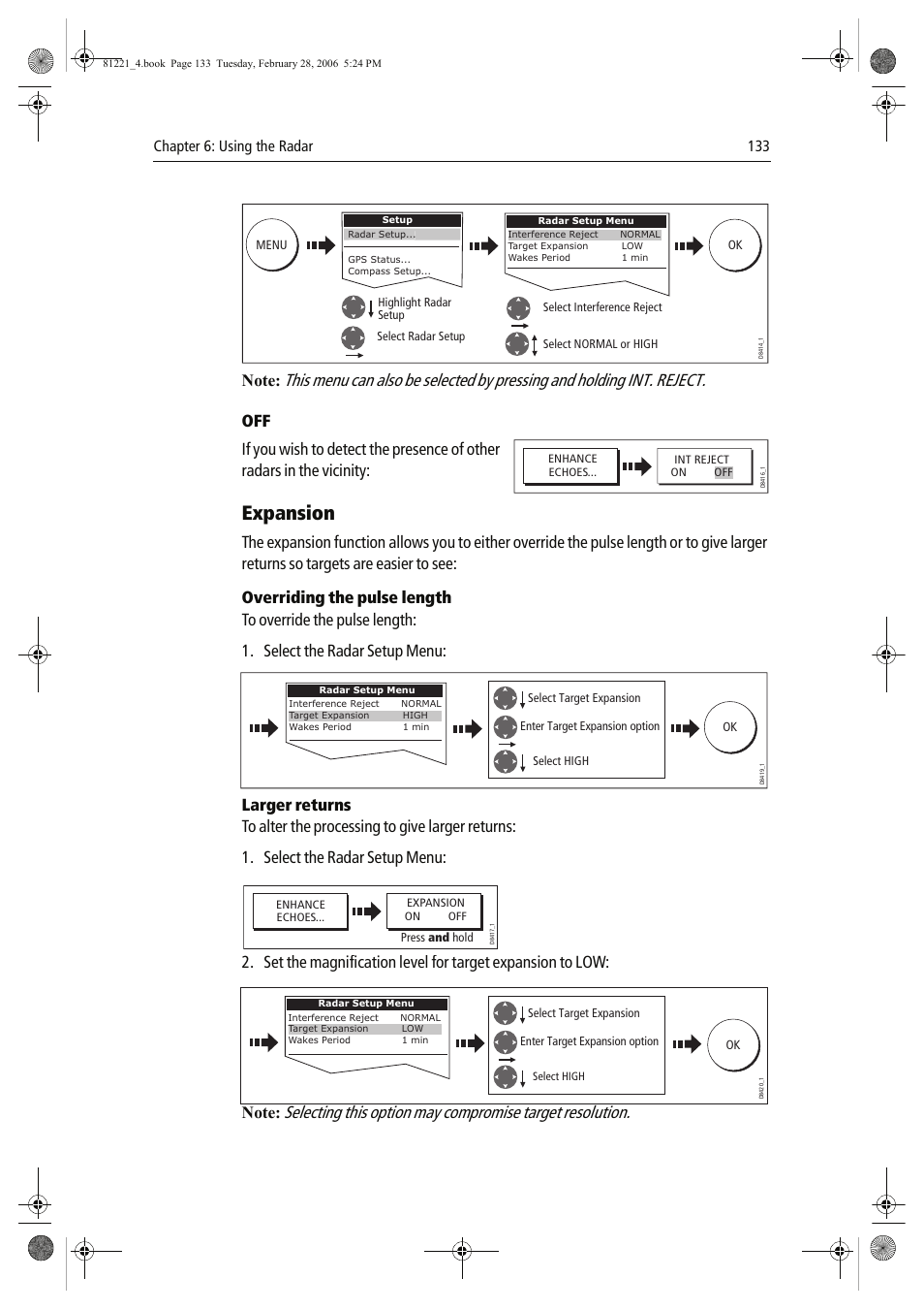 Expansion, Chapter 6: using the radar 133 | Raymarine C Series User Manual | Page 147 / 244