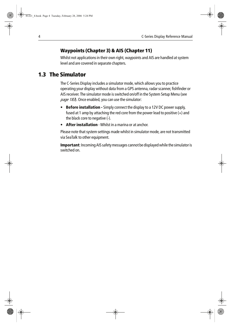 3 the simulator | Raymarine C Series User Manual | Page 18 / 244