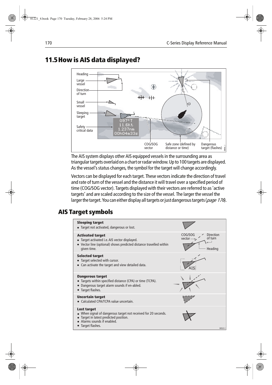 5how is ais data displayed, Ais target symbols, Page 176 | Raymarine C Series User Manual | Page 184 / 244
