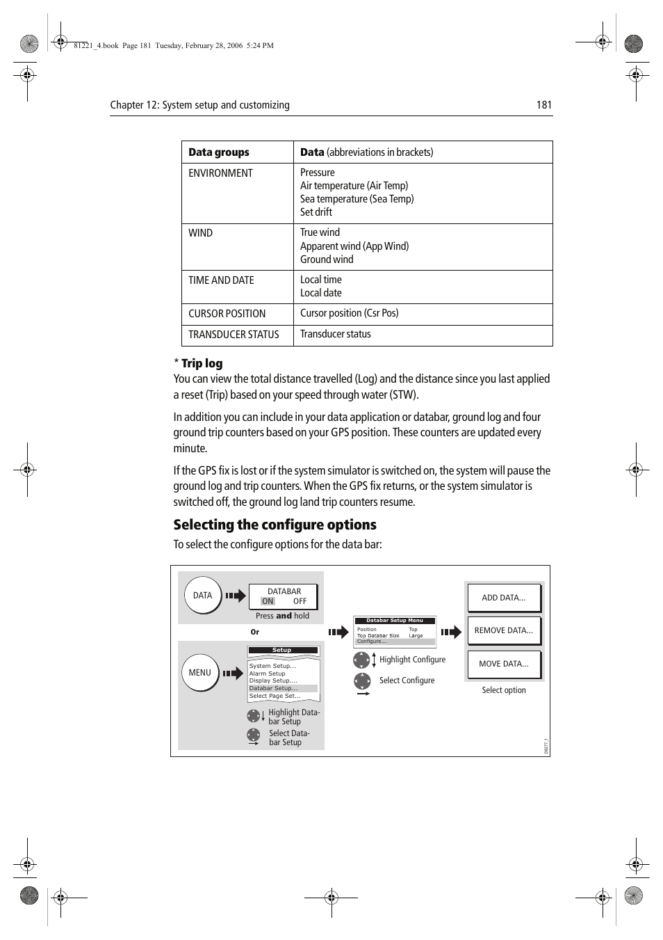Selecting the configure options | Raymarine C Series User Manual | Page 195 / 244