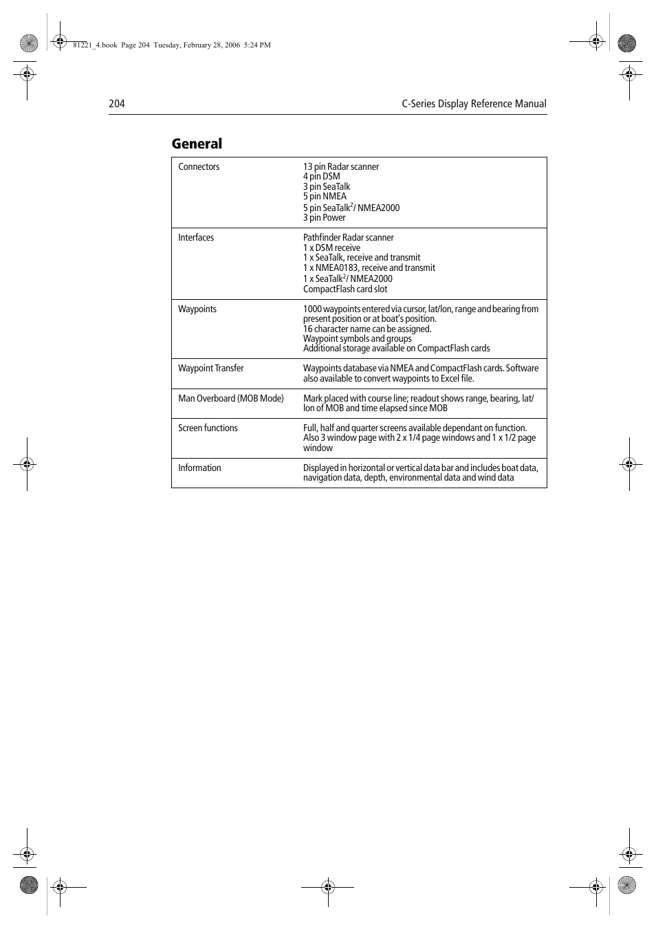 General | Raymarine C Series User Manual | Page 218 / 244