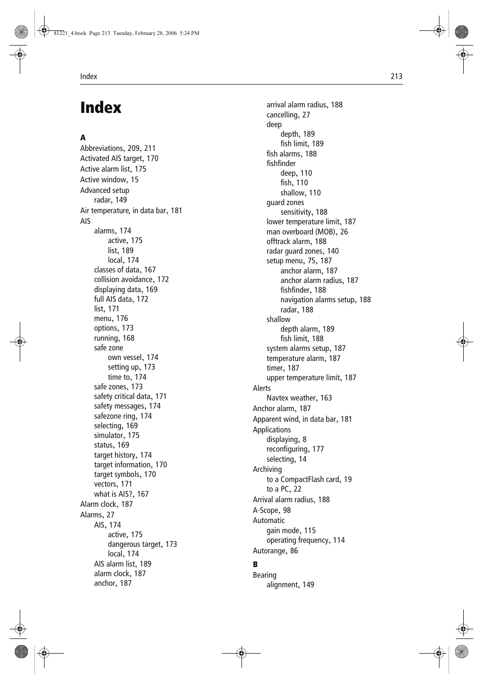 Index | Raymarine C Series User Manual | Page 227 / 244