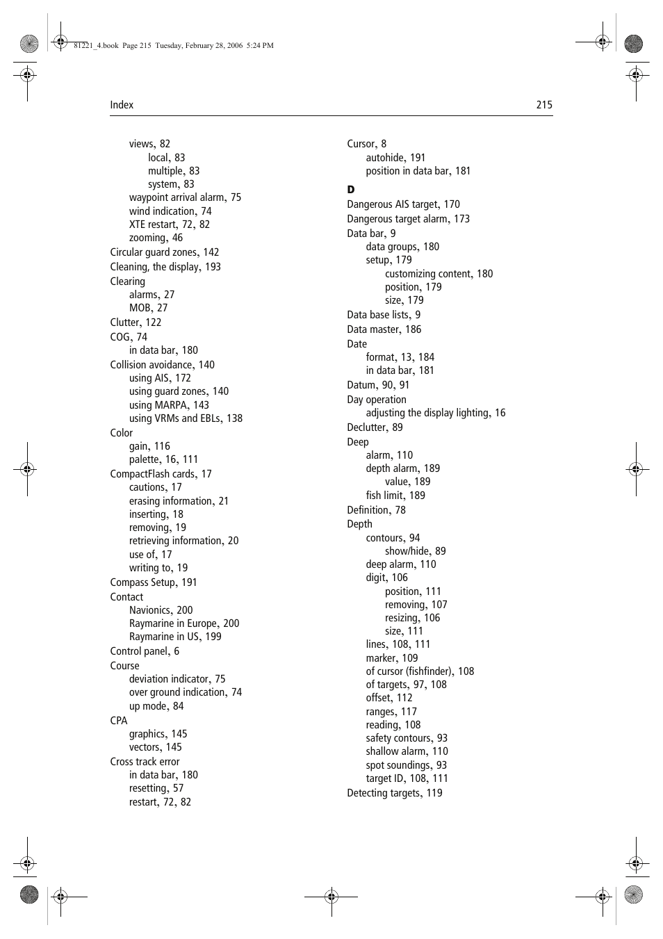 Raymarine C Series User Manual | Page 229 / 244