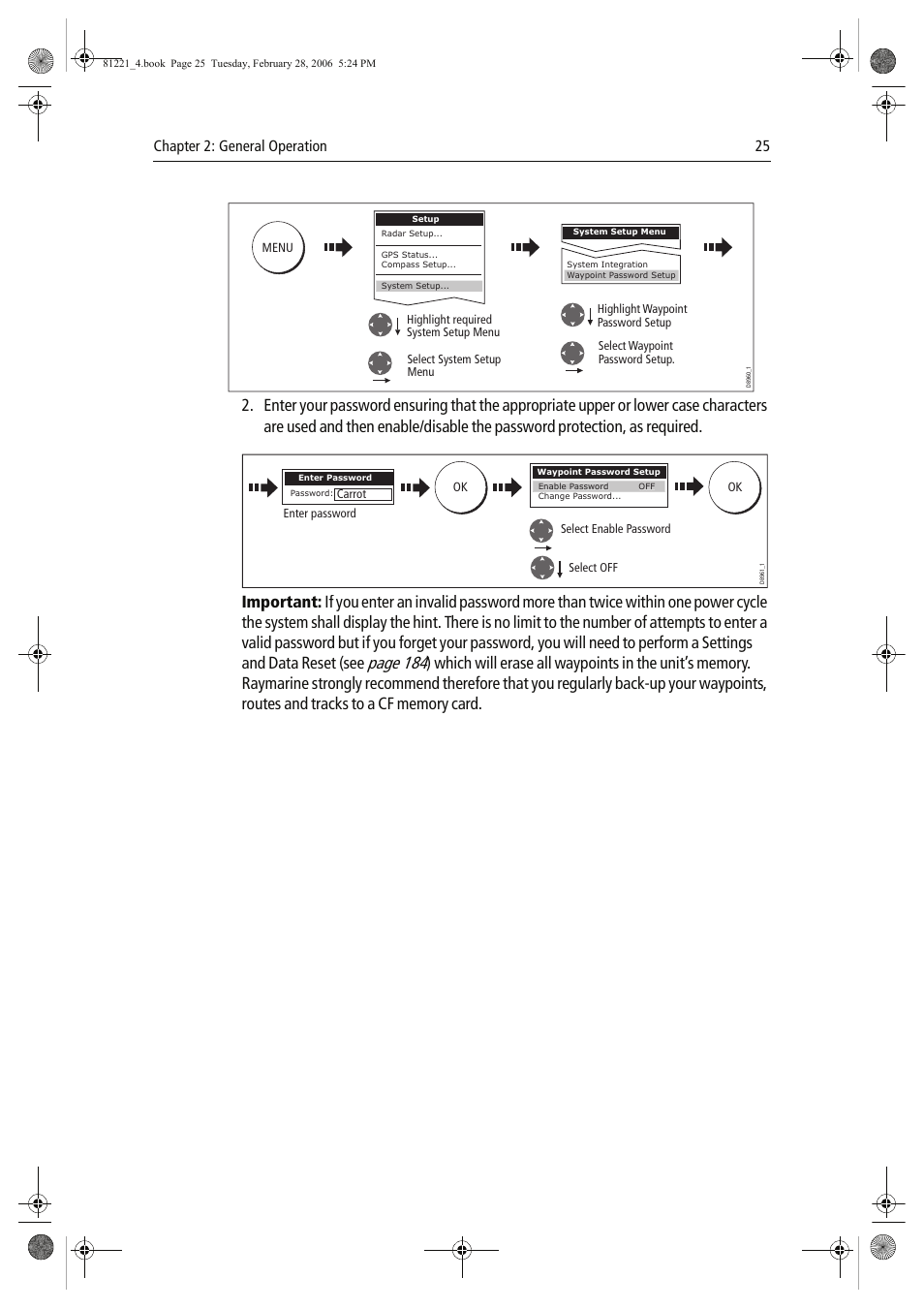Page 184, Chapter 2: general operation 25 | Raymarine C Series User Manual | Page 39 / 244