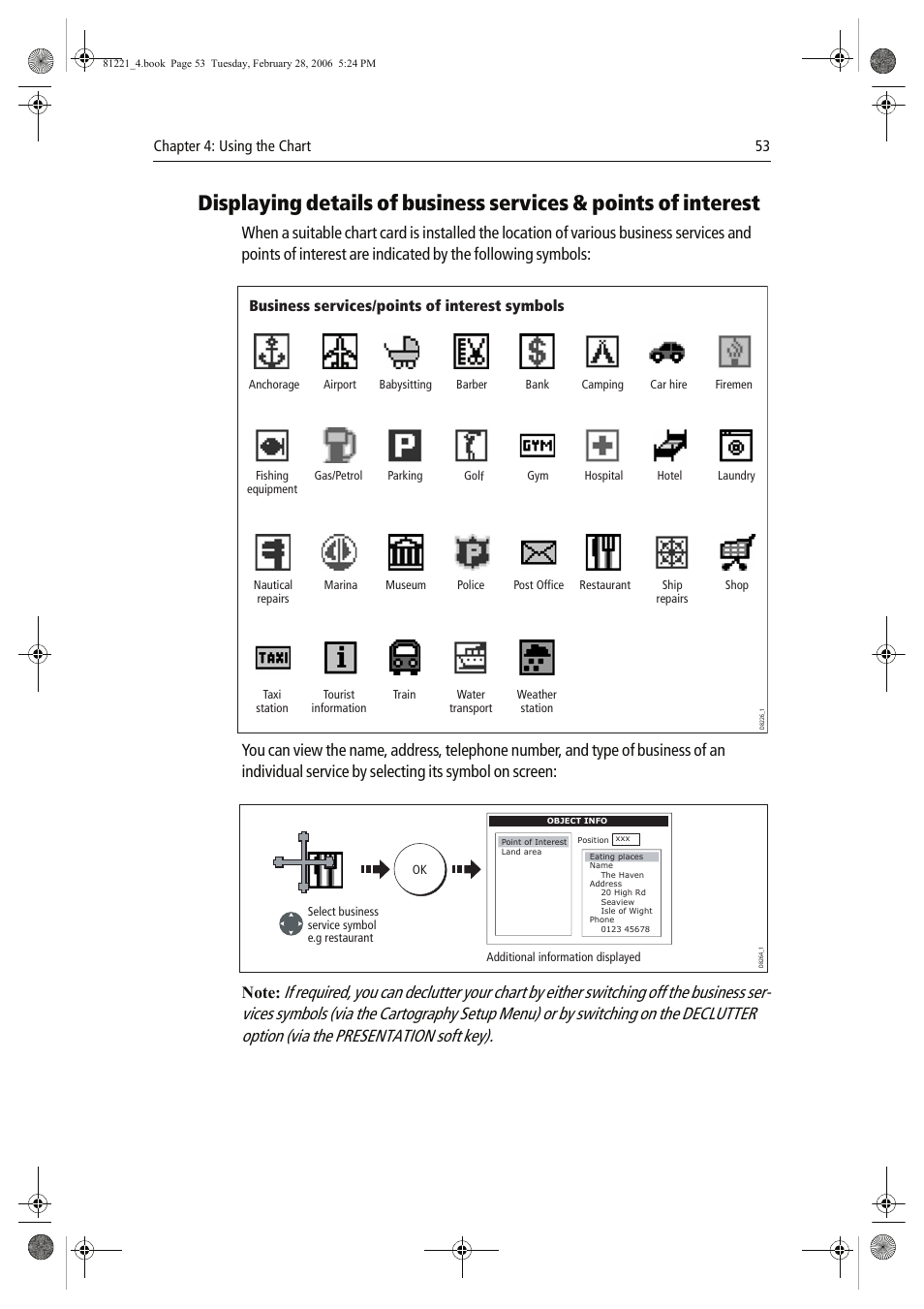Business services/points of interest symbols | Raymarine C Series User Manual | Page 67 / 244