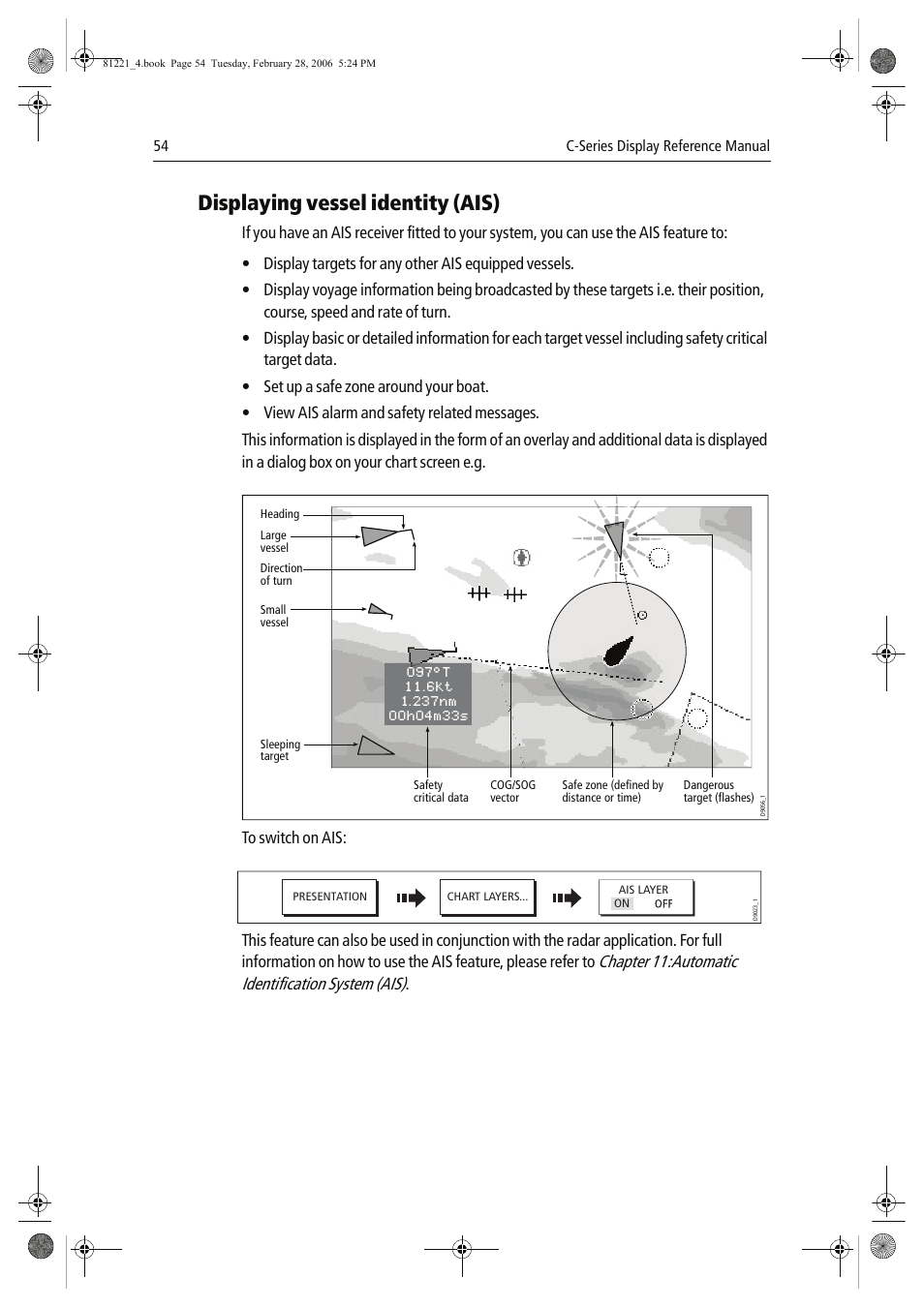 Displaying vessel identity (ais), Chapter 11:automatic identification system (ais) | Raymarine C Series User Manual | Page 68 / 244