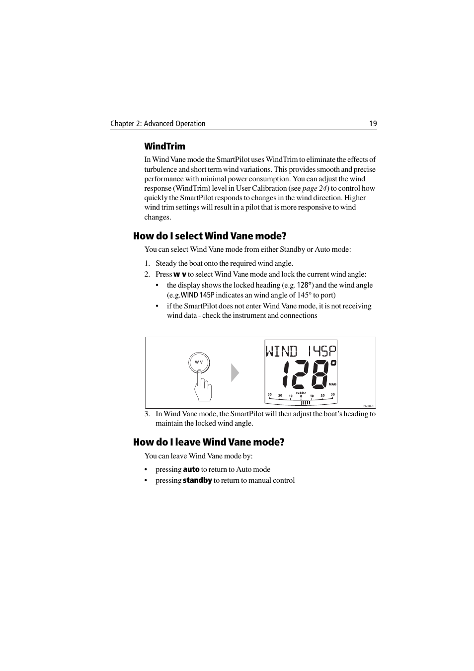 How do i select wind vane mode, How do i leave wind vane mode, Windtrim | Raymarine ST8001 User Manual | Page 25 / 48