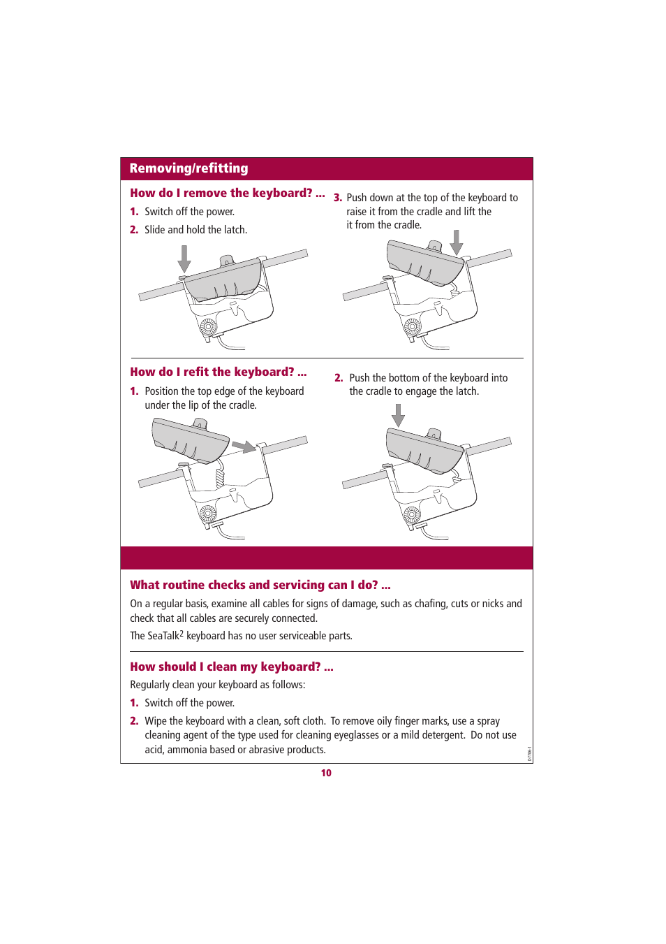 Removing/refitting, Maintenance | Raymarine E55061 User Manual | Page 10 / 13