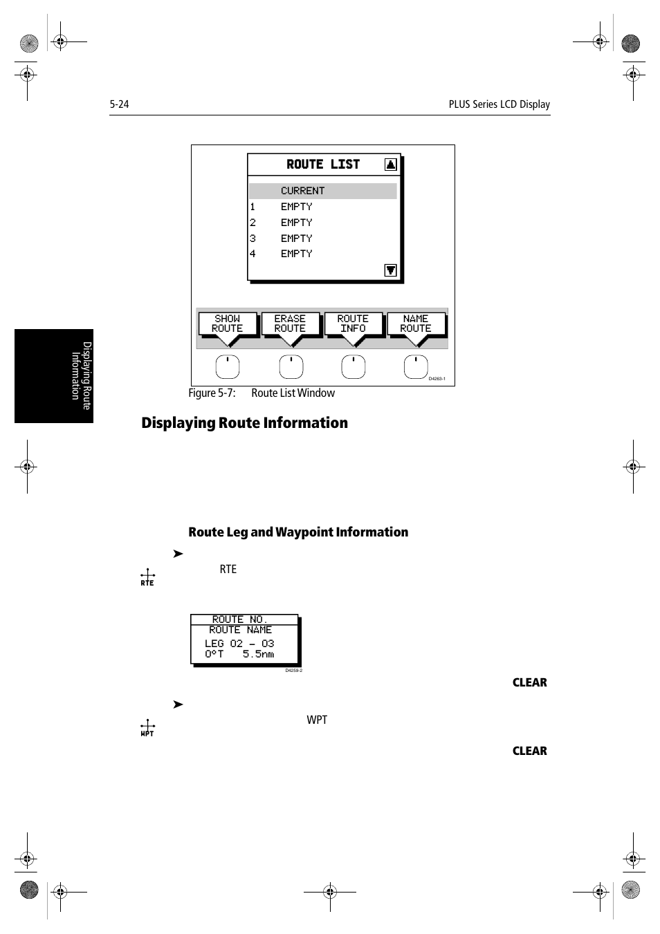 Displaying route information, Route leg and waypoint information | Raymarine hsb2 PLUS Series User Manual | Page 122 / 246