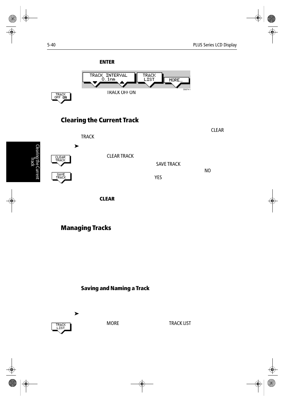 Clearing the current track, Managing tracks, Saving and naming a track | Raymarine hsb2 PLUS Series User Manual | Page 138 / 246