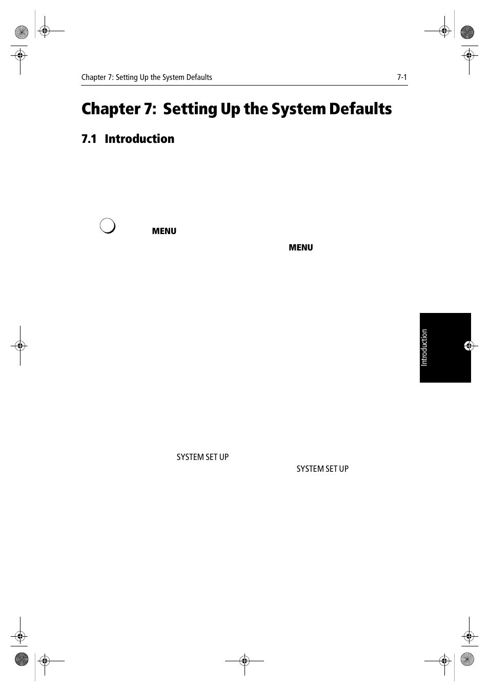 Chapter 7: setting up the system defaults, 1 introduction, Chapter 7 | Raymarine hsb2 PLUS Series User Manual | Page 153 / 246