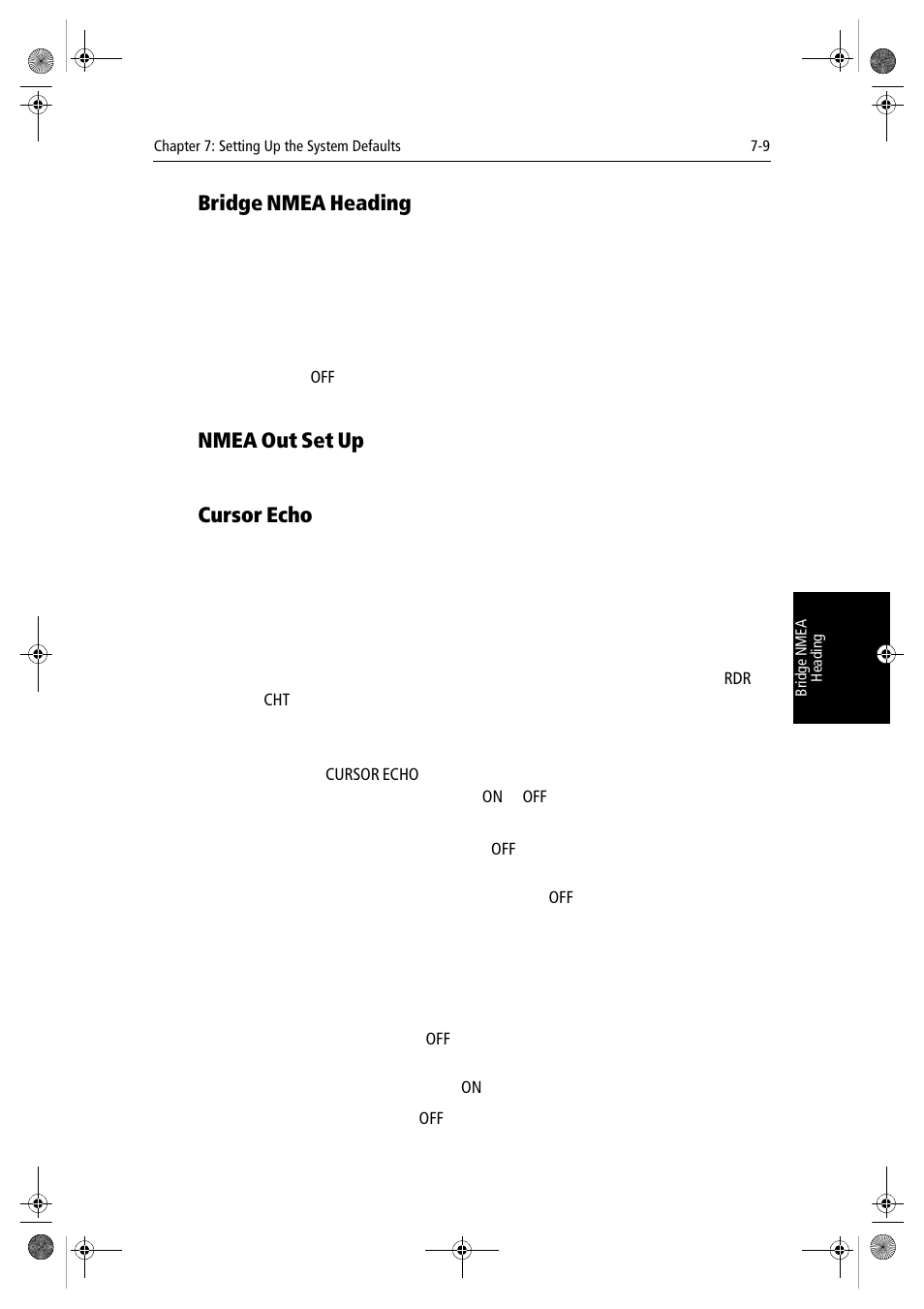 Bridge nmea heading, Nmea out set up, Cursor echo | Raymarine hsb2 PLUS Series User Manual | Page 161 / 246
