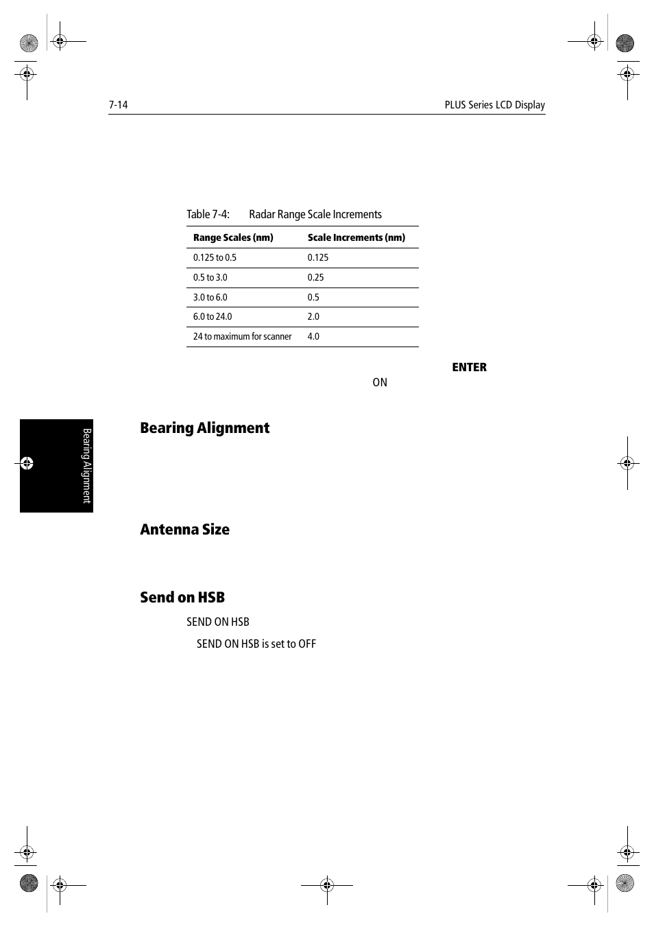 Bearing alignment, Antenna size, Send on hsb | Raymarine hsb2 PLUS Series User Manual | Page 166 / 246