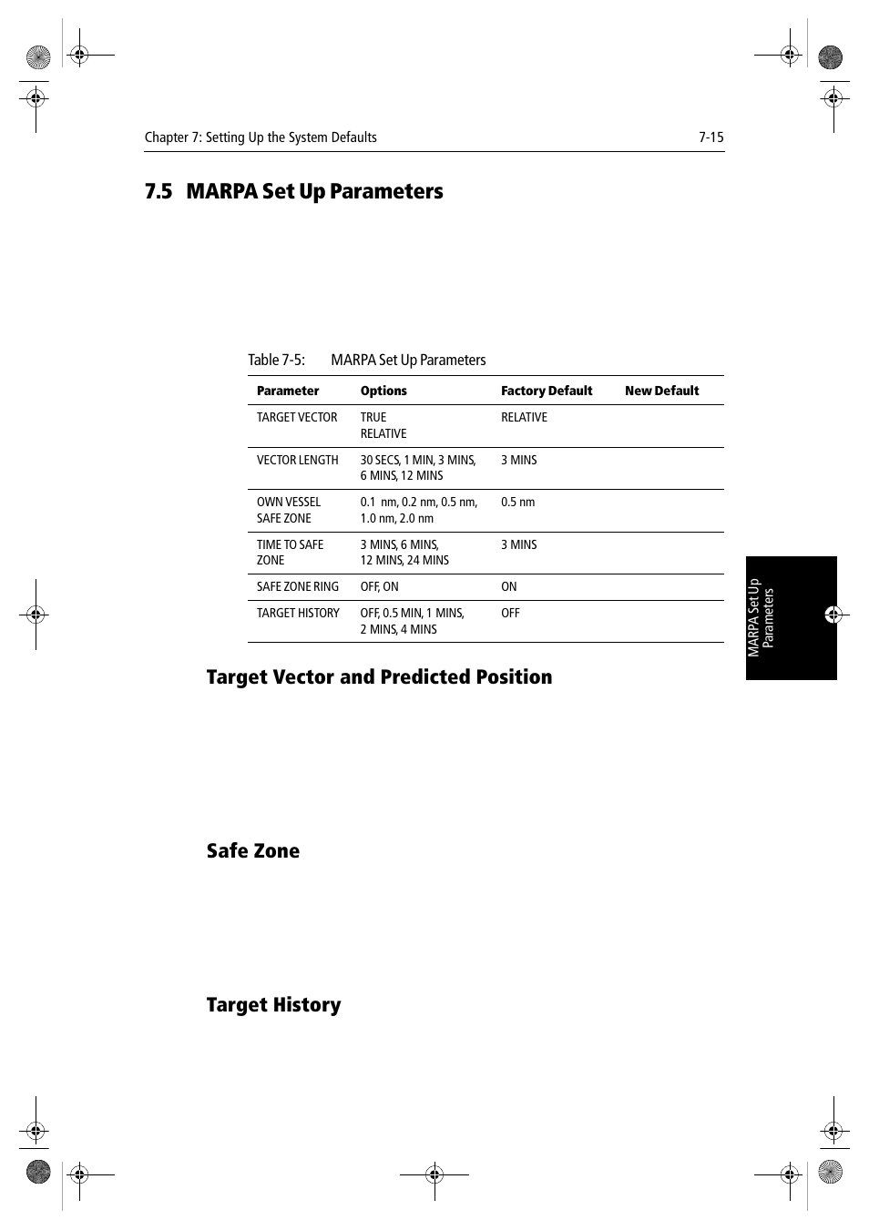 5 marpa set up parameters, Target vector and predicted position, Safe zone | Target history | Raymarine hsb2 PLUS Series User Manual | Page 167 / 246