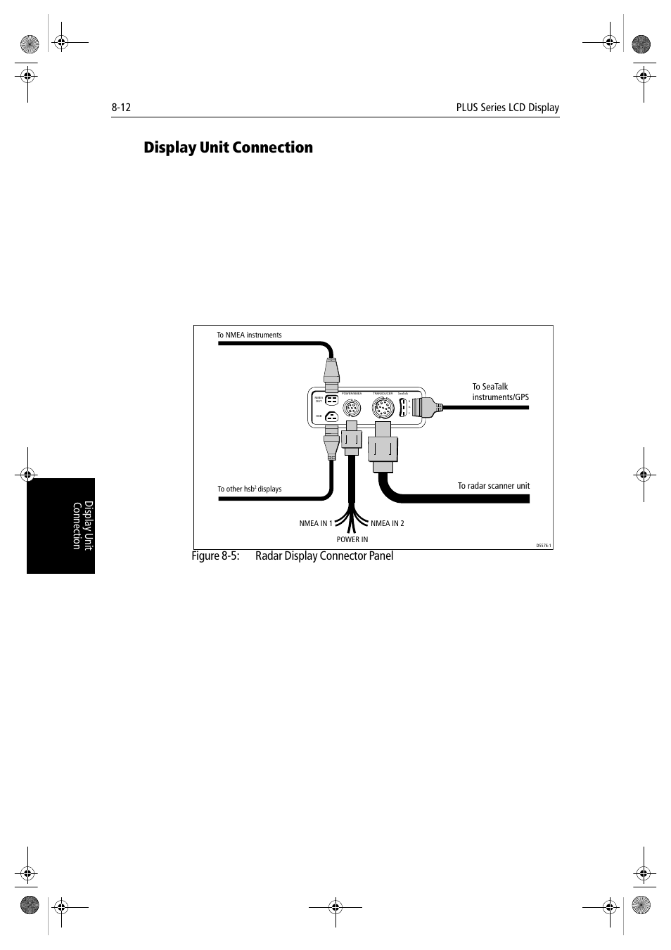 Display unit connection, In/out connector for connecting to another | Raymarine hsb2 PLUS Series User Manual | Page 186 / 246