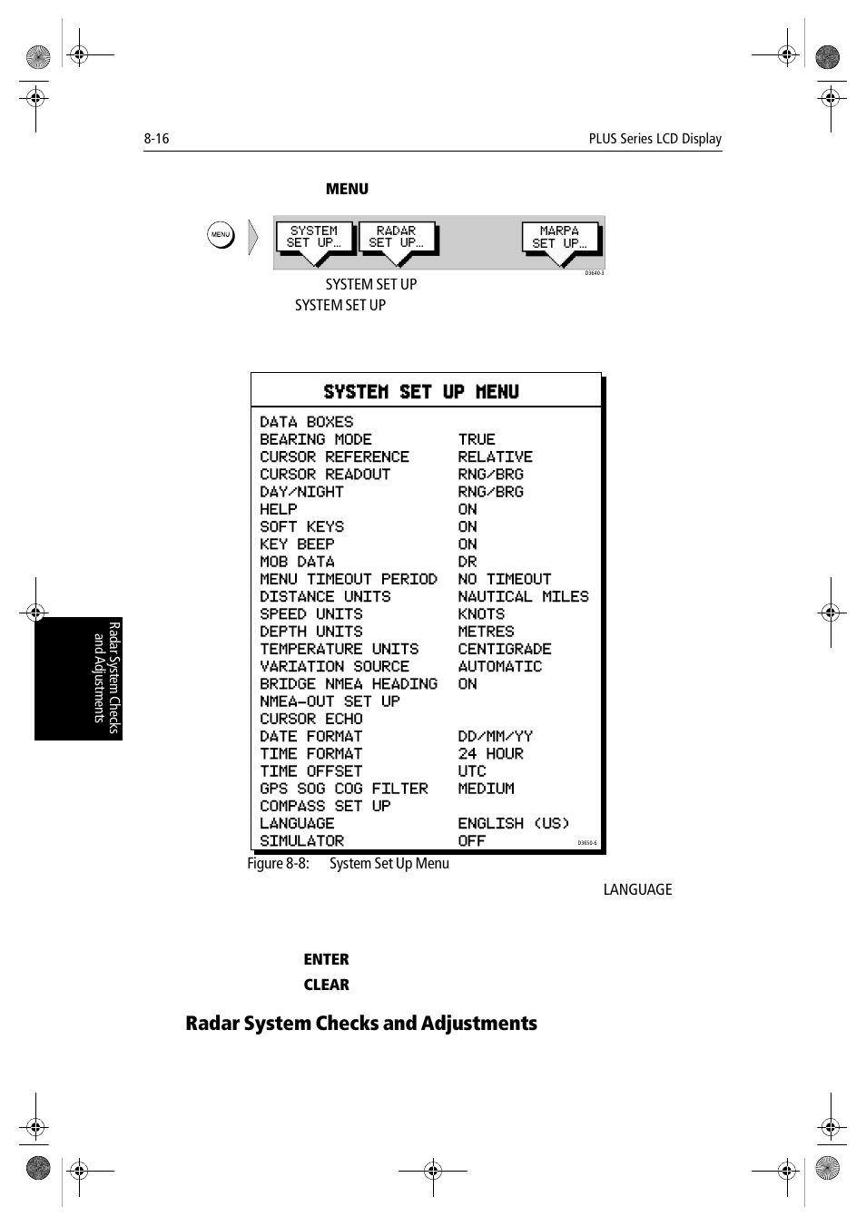 Radar system checks and adjustments, System set up menu | Raymarine hsb2 PLUS Series User Manual | Page 190 / 246