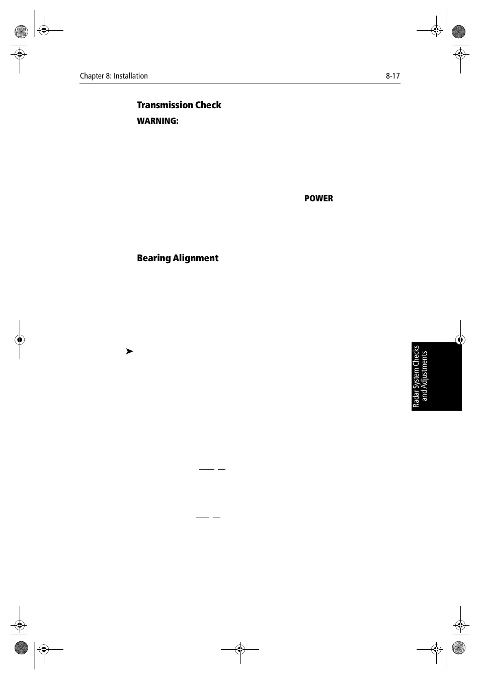 Transmission check, Bearing alignment | Raymarine hsb2 PLUS Series User Manual | Page 191 / 246