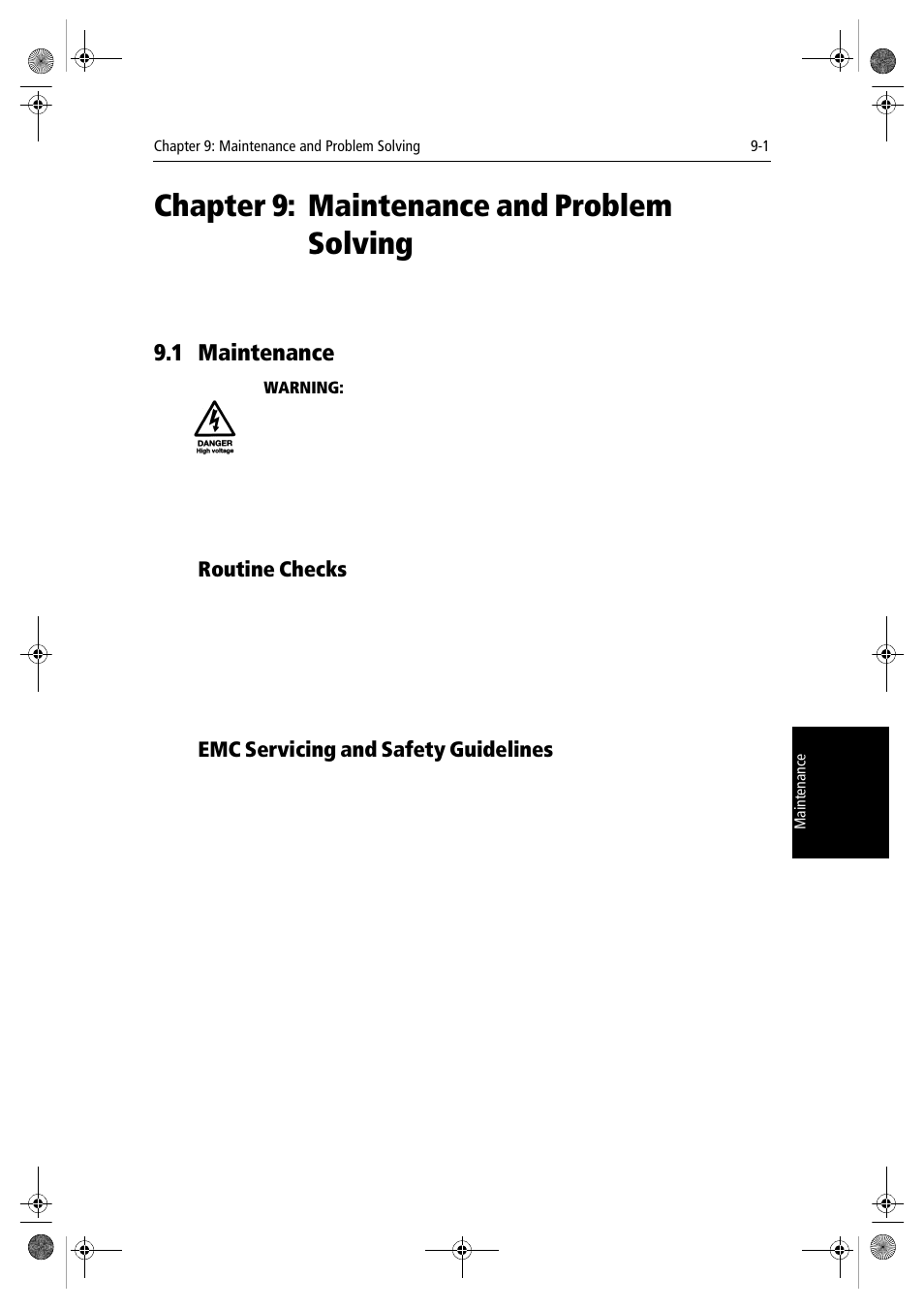 Chapter 9: maintenance and problem solving, 1 maintenance, Routine checks | Emc servicing and safety guidelines, Chapter 9 | Raymarine hsb2 PLUS Series User Manual | Page 207 / 246